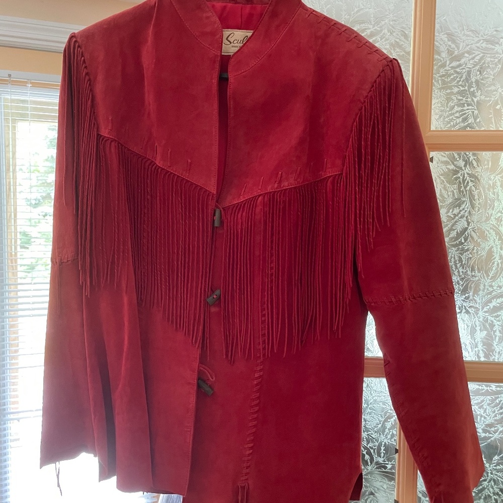 red suede fringed jacket